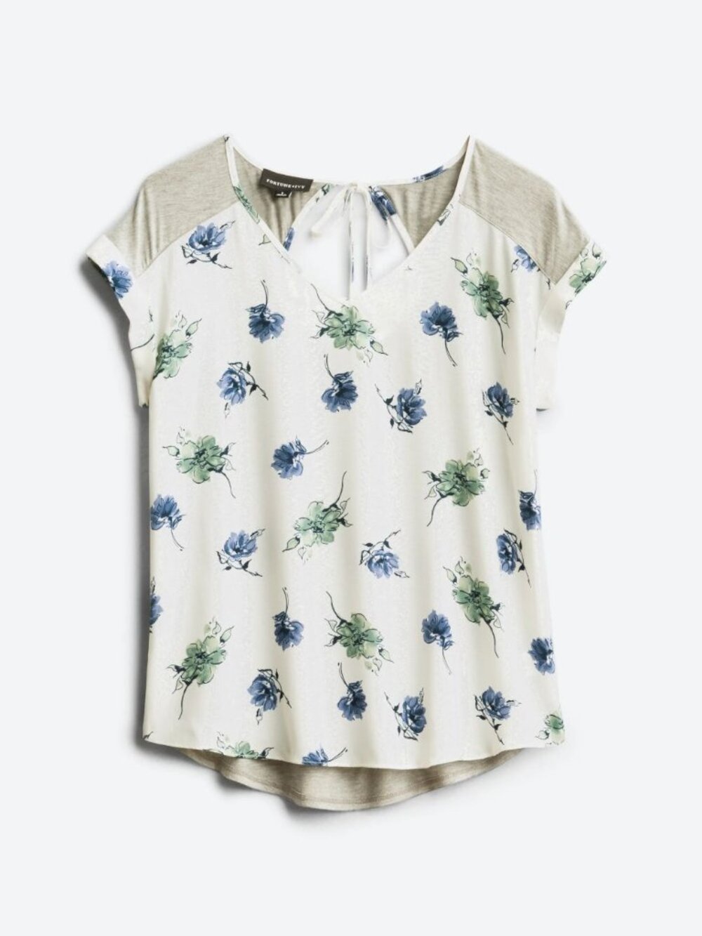FORTUNE + IVY Cheylee Tie Back Mixed Material Top